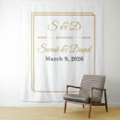 Tenture Mimimalist Gold Border Wedding Banner (En situation)