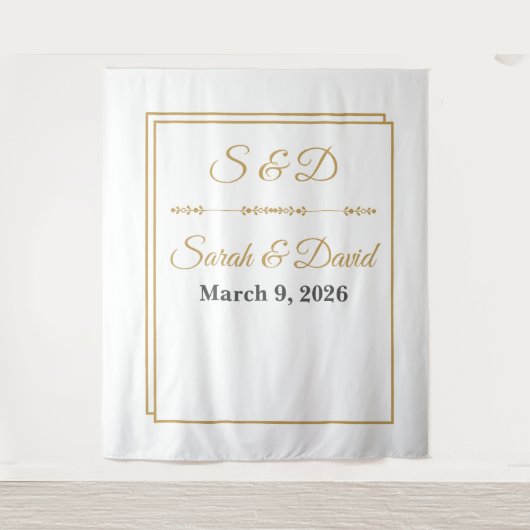 Tenture Mimimalist Gold Border Wedding Banner (Devant)