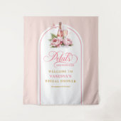 Tenture Minimalist blush and gold shower name tapestry (Devant)