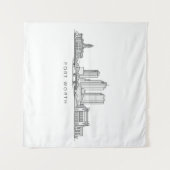Tenture Minimalist Fort Worth Skyline Line Art (Devant (Horizontal))
