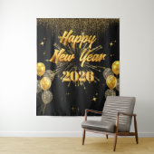 Tenture Minimalist Gold And Black New Year Backdrop (En situation)