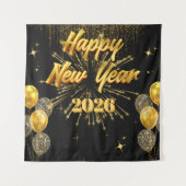 Tenture Minimalist Gold And Black New Year Backdrop (Devant)