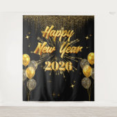 Tenture Minimalist Gold And Black New Year Backdrop (Devant)