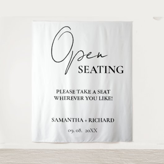 Tenture Minimalist Gold Script Wedding Open Seating Sign (Devant)