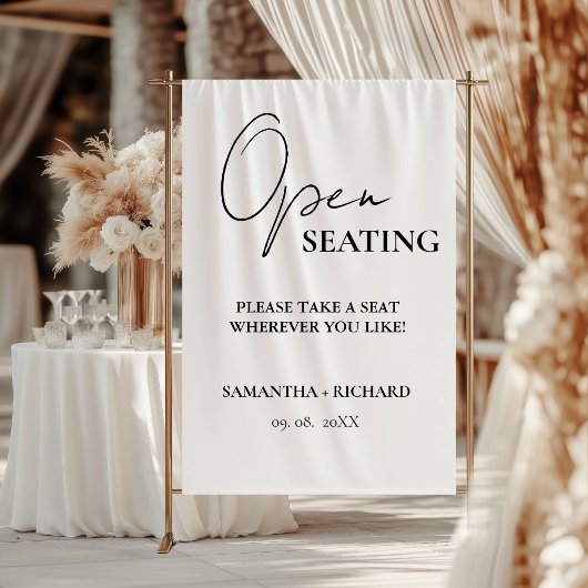 Tenture Minimalist Gold Script Wedding Open Seating Sign