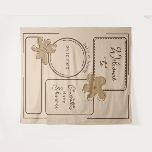 Tenture Minimalist Style Flower Notes Baby Shower Backdrop (Devant (Horizontal))