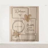 Tenture Minimalist Style Flower Notes Baby Shower Backdrop (Devant)