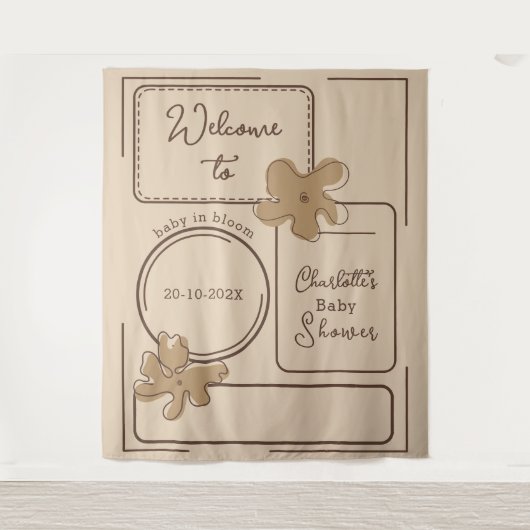 Tenture Minimalist Style Flower Notes Baby Shower Backdrop (Devant)