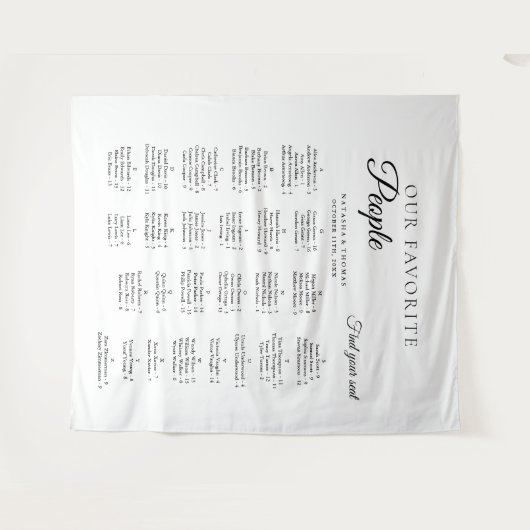 Tenture Minimalist Wedding Alphabetical Seating Chart (Devant (Horizontal))