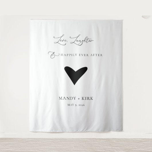 Tenture Minimalist Wedding Backdrop Banner Elegant Script  (Devant)