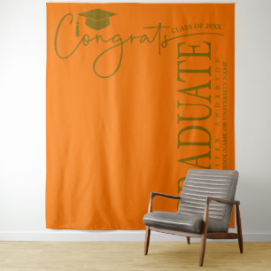 Tenture Minimaliste Orange & Or Félicitations au Lauréat