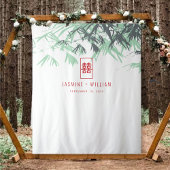 Tenture Mint Vert Bambou Feuille Mariage chinois fond