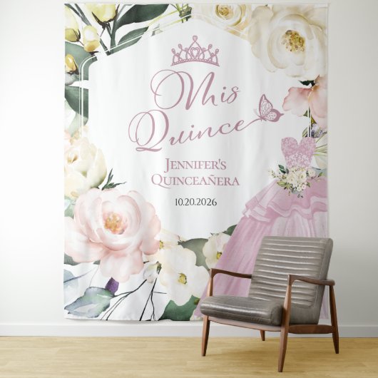 Tenture Mis Quince | Robe Floral Quinceañera Backdrops (En situation)