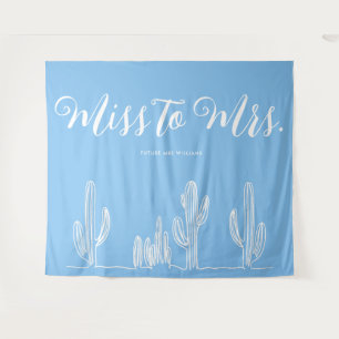 Tenture Miss à Mrs Moderne Boho Cactus Bleu Enterrement de