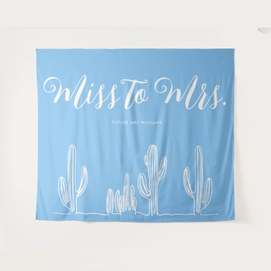 Tenture Miss à Mrs Moderne Boho Cactus Bleu Enterrement de (Devant (Horizontal))