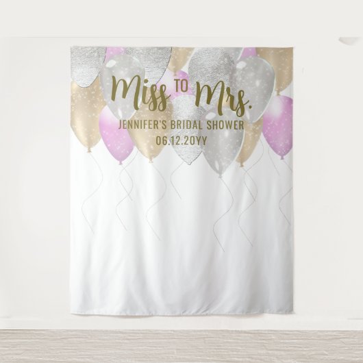 Tenture Miss Mme Balloon Arch Fuchsia Gold Bridal Backdrop (Devant)