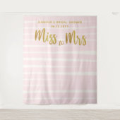 Tenture Miss Mme Pink Stripes Boho Chic Bridal Backdrop (Devant)