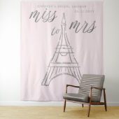 Tenture Miss Mme Rhinestones Eiffel Pink Bridal Backdrop (En situation)