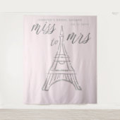 Tenture Miss Mme Rhinestones Eiffel Pink Bridal Backdrop (Devant)