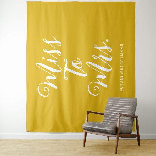 Tenture Miss to Mrs Minimal Rétro Simple Or Bachelorette (En situation)