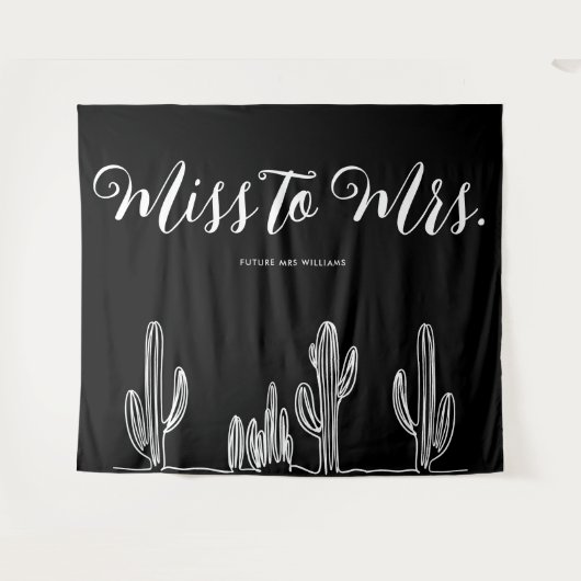 Tenture Miss to Mrs Moderne Boho Cactus Enterrement de Vie (Devant (Horizontal))
