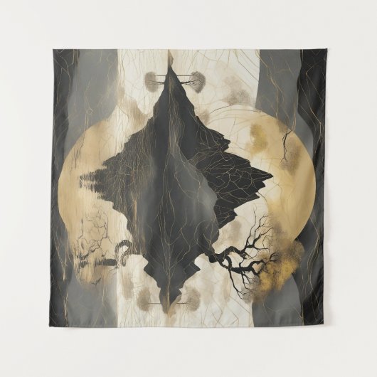 Tenture Misty Mountain Black & Gold (Devant (Horizontal))