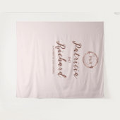 Tenture Misty Rose Monogramme faux Mariage fond (Devant (Horizontal))