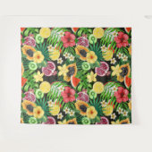 Tenture Mix-fruits tropicaux, fleurs et feuilles en noir (Devant (Horizontal))