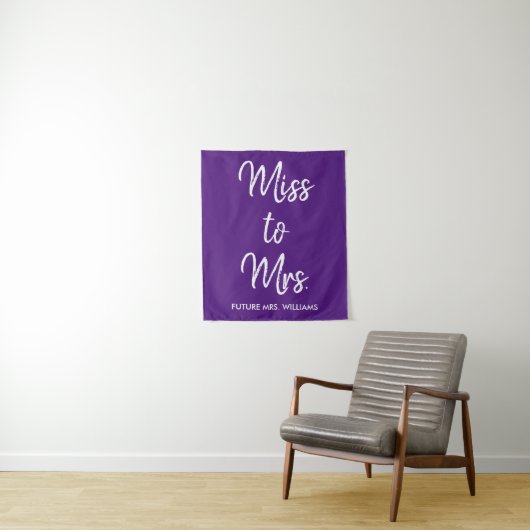 Tenture Mlle à Mme Backdrop Purple White Photo Booth Prop (En situation)
