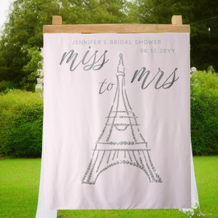 Tenture Mlle Mme Strass Eiffel Rose Fond de Mariage