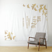Tenture Mme Gold Butterfly White Bridal Arrière-plan (En situation (horizontale))