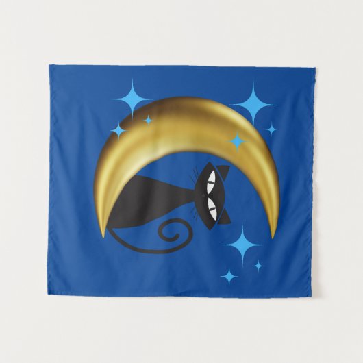 Tenture Mmilieu du siècle moderne MCM Rétro Noir Cat (Devant (Horizontal))