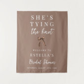 Tenture Mocha Brown Bow Bridal Shower Fabric Welcome Sign (Devant)