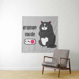 Tenture Mode grincheux activé pour le chat gras drôle