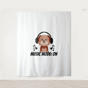 Tenture Mode musique ON - Vibes de dessin de chien froid