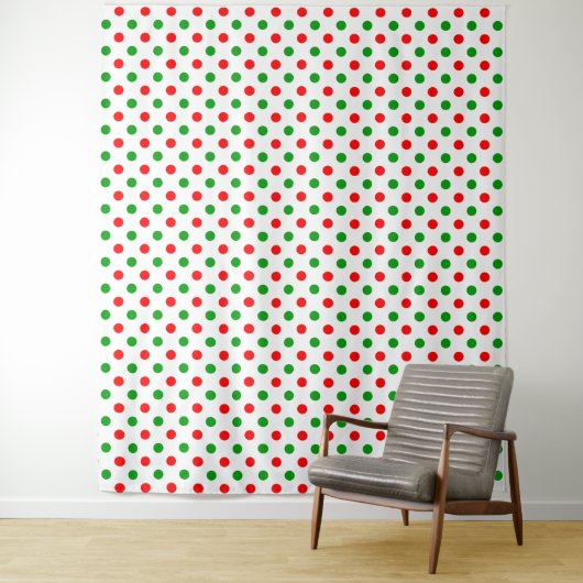 Tenture Modèle à pois blancs rouges et verts (En situation)