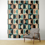 Tenture Modèle abstrait géométrique moderne du milieu du s<br><div class="desc">Moitié carrée géométrique du milieu du siècle et motif circulaire noir Beige et Turquoise.</div>