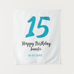 Tenture modèle bleu année date quiencenera 15e anniversair