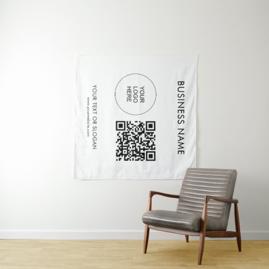 Tenture Modèle de code QR du logo de l'entreprise (En situation (horizontale))