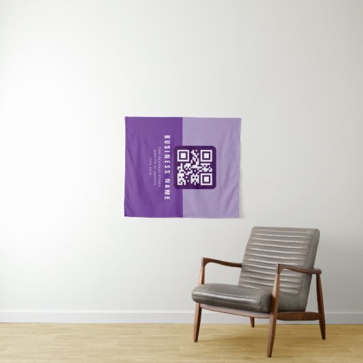 Tenture Modèle de code QR moderne modifiable | Purples (En situation (horizontale))