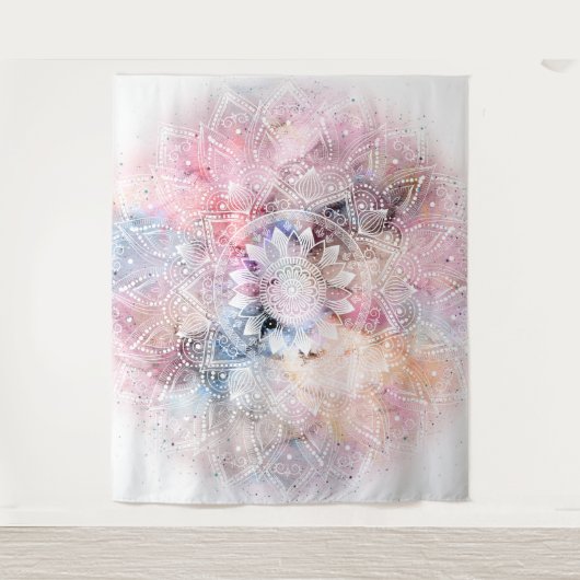 Tenture Modèle de mandala blanc blanc Whimsical (Devant)