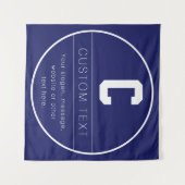 Tenture Modèle de nom unique et monogramme | Bleu marine (Devant (Horizontal))