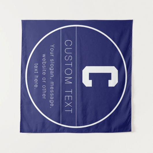 Tenture Modèle de nom unique et monogramme | Bleu marine (Devant (Horizontal))