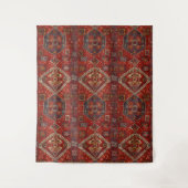 Tenture Modèle de tapis Oriental en rouge et bleu (Devant)