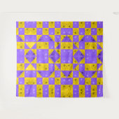 Tenture Modèle floral moderne violet & doré Checkerboard (Devant (Horizontal))