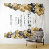 Tenture Modèle Joyeux Anniversaire Noir Or - Transparent (En situation (horizontale))