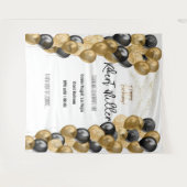 Tenture Modèle Joyeux Anniversaire Noir Or - Transparent (Devant (Horizontal))