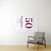 Tenture modèle mauve 50e anniversaire nom date année  (En situation (horizontale))