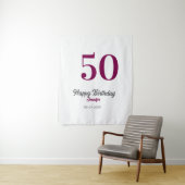 Tenture modèle mauve 50e anniversaire nom date année  (En situation)
