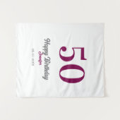 Tenture modèle mauve 50e anniversaire nom date année  (Devant (Horizontal))